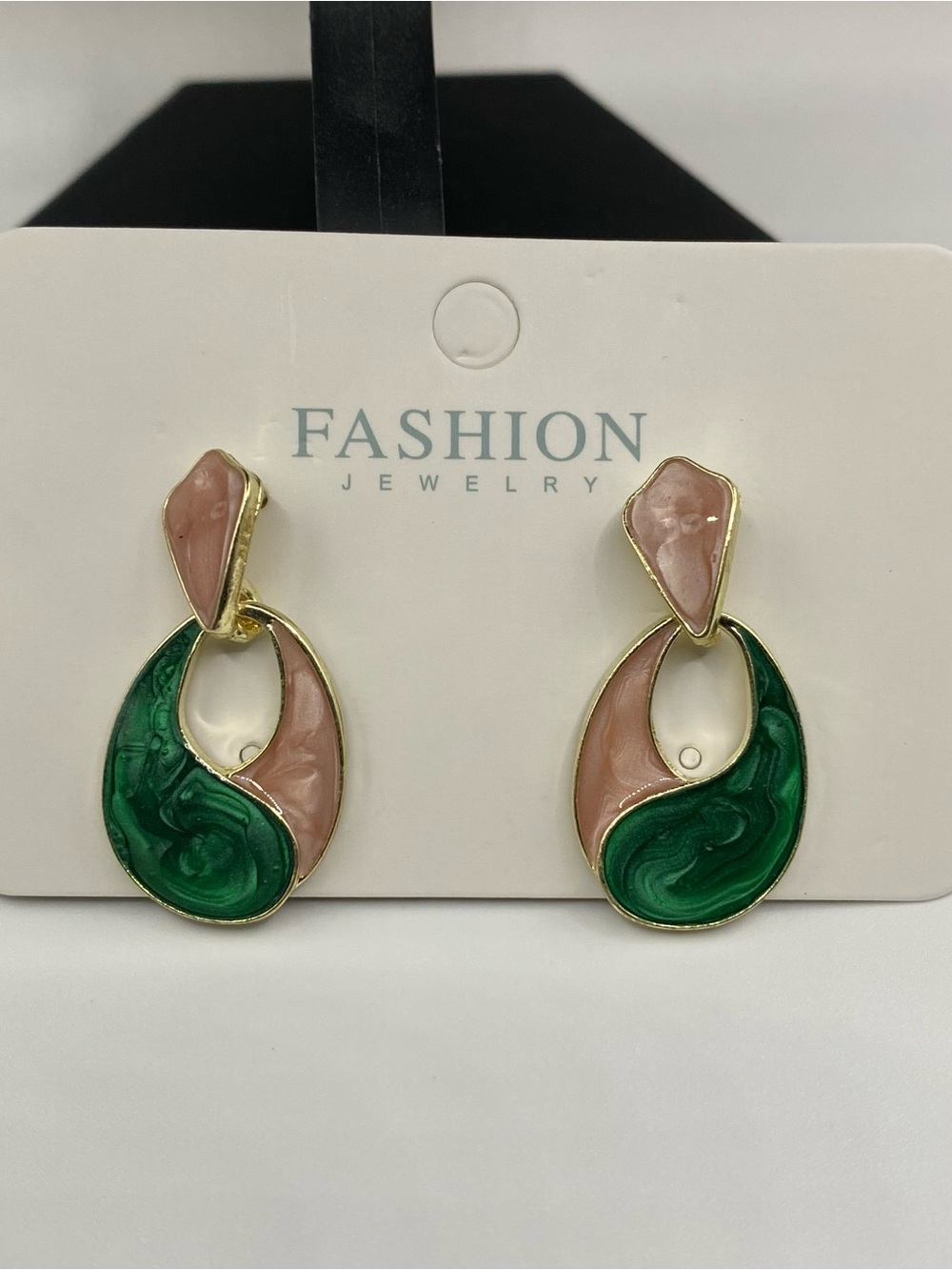 Fashion Jewelry Green and Pink Swirl Drop Earrings